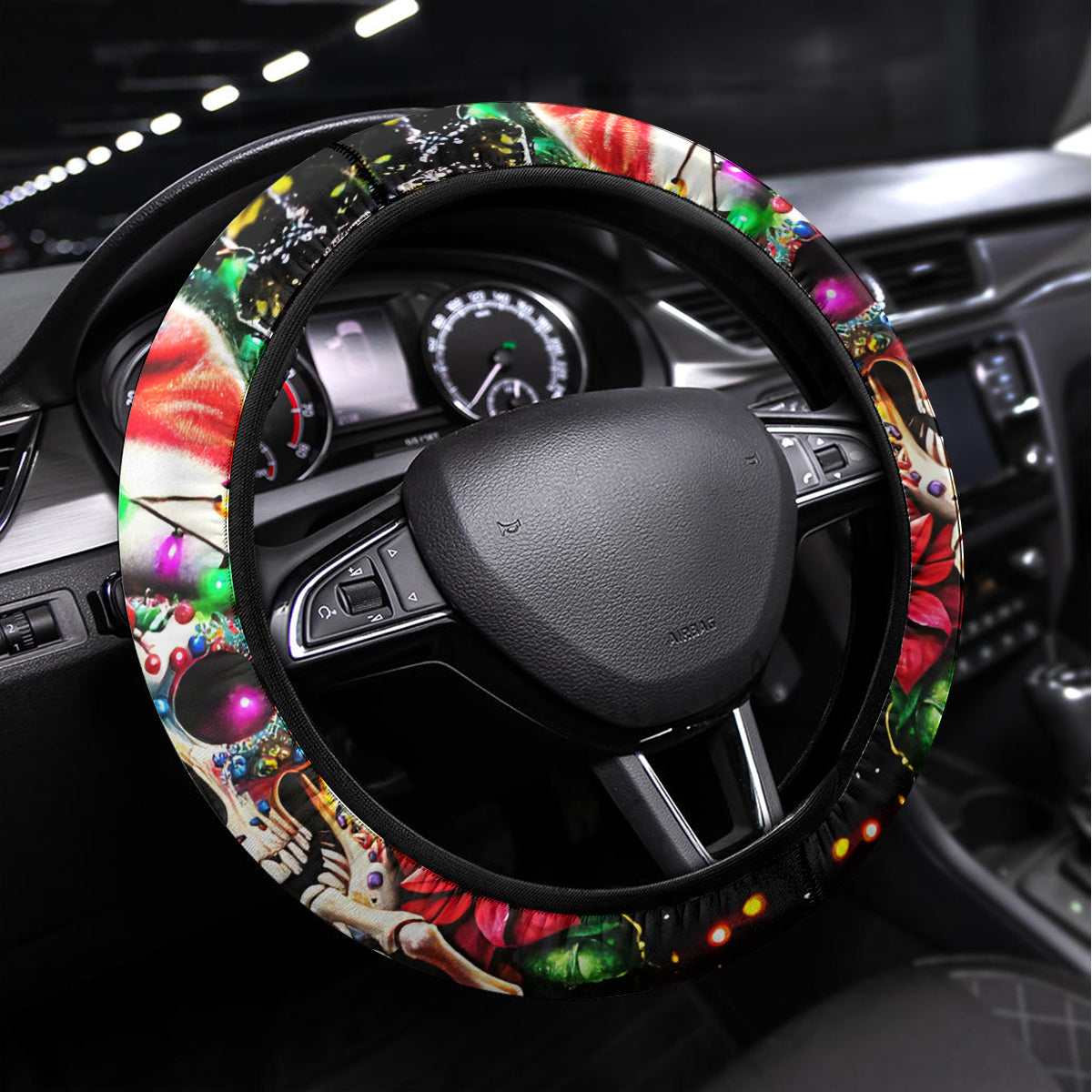 Sugar Skull Santa Steering Wheel Cover The Good Girl In Me Got Tired So Bitch In Me Came Out - Wonder Print Shop