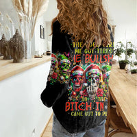 Sugar Skull Santa Women Casual Shirt The Good Girl In Me Got Tired So Bitch In Me Came Out - Wonder Print Shop