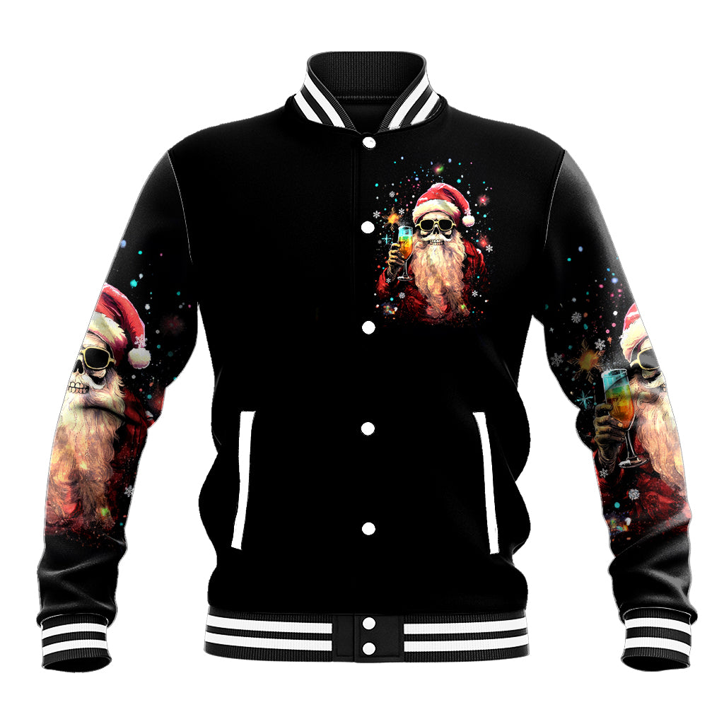 Skeleton Santa Claus Baseball Jacket Whe You're Dead Inside But It's Christmas - Wonder Print Shop