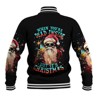 Skeleton Santa Claus Baseball Jacket Whe You're Dead Inside But It's Christmas - Wonder Print Shop