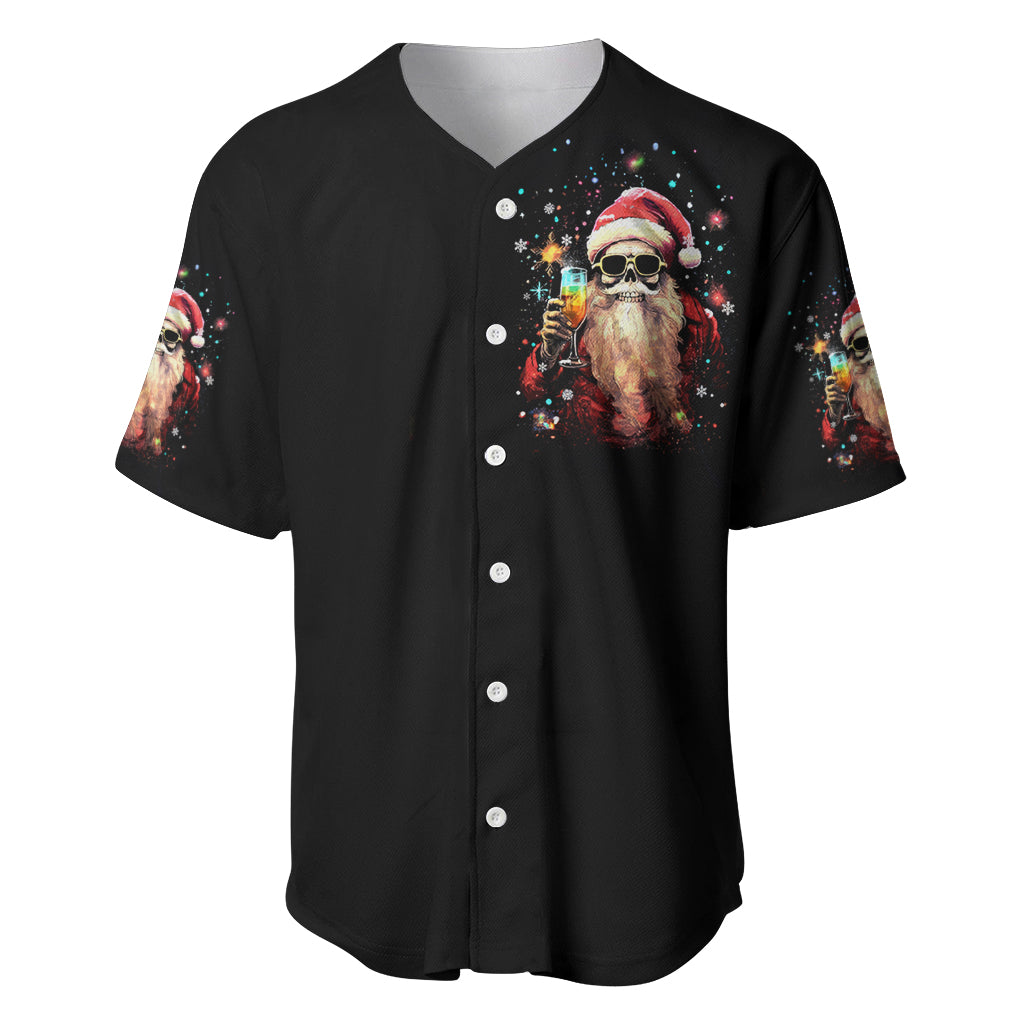 Skeleton Santa Claus Baseball Jersey Whe You're Dead Inside But It's Christmas - Wonder Print Shop