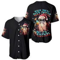 Skeleton Santa Claus Baseball Jersey Whe You're Dead Inside But It's Christmas - Wonder Print Shop