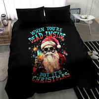 Skeleton Santa Claus Bedding Set Whe You're Dead Inside But It's Christmas - Wonder Print Shop