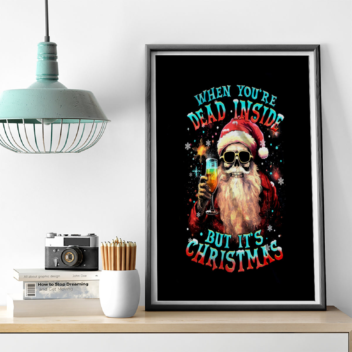 Skeleton Santa Claus Canvas Wall Art Whe You're Dead Inside But It's Christmas - Wonder Print Shop