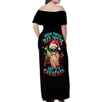 Skeleton Santa Claus Family Matching Off Shoulder Maxi Dress and Hawaiian Shirt Whe You're Dead Inside But It's Christmas - Wonder Print Shop