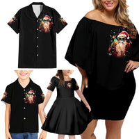 Skeleton Santa Claus Family Matching Off Shoulder Short Dress and Hawaiian Shirt Whe You're Dead Inside But It's Christmas - Wonder Print Shop