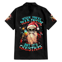 Skeleton Santa Claus Family Matching Short Sleeve Bodycon Dress and Hawaiian Shirt Whe You're Dead Inside But It's Christmas - Wonder Print Shop