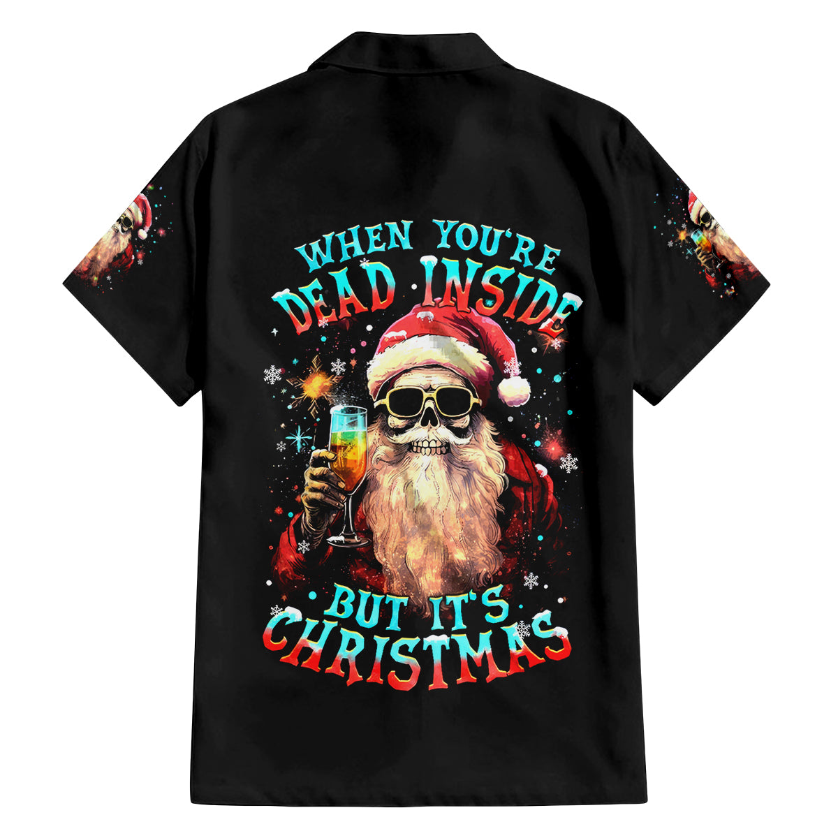 Skeleton Santa Claus Family Matching Tank Maxi Dress and Hawaiian Shirt Whe You're Dead Inside But It's Christmas - Wonder Print Shop
