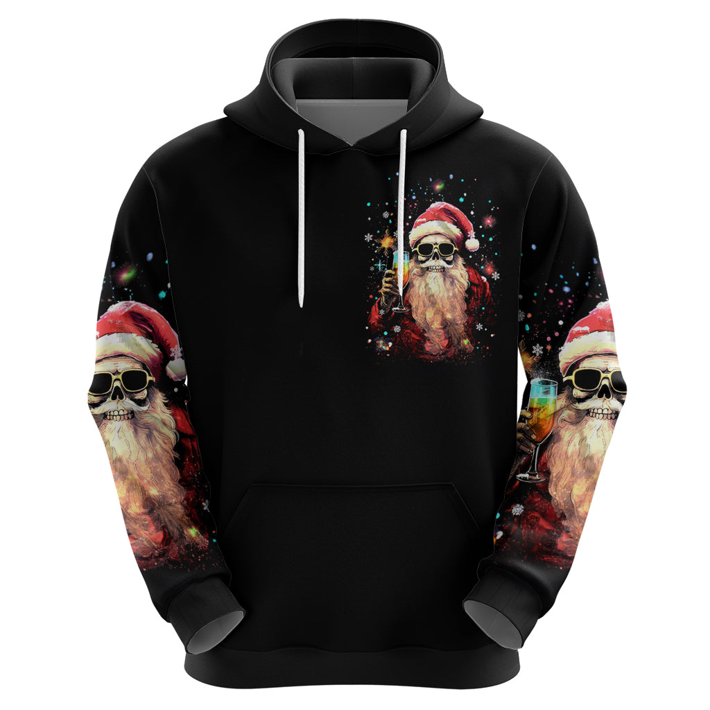 Skeleton Santa Claus Hoodie Whe You're Dead Inside But It's Christmas - Wonder Print Shop
