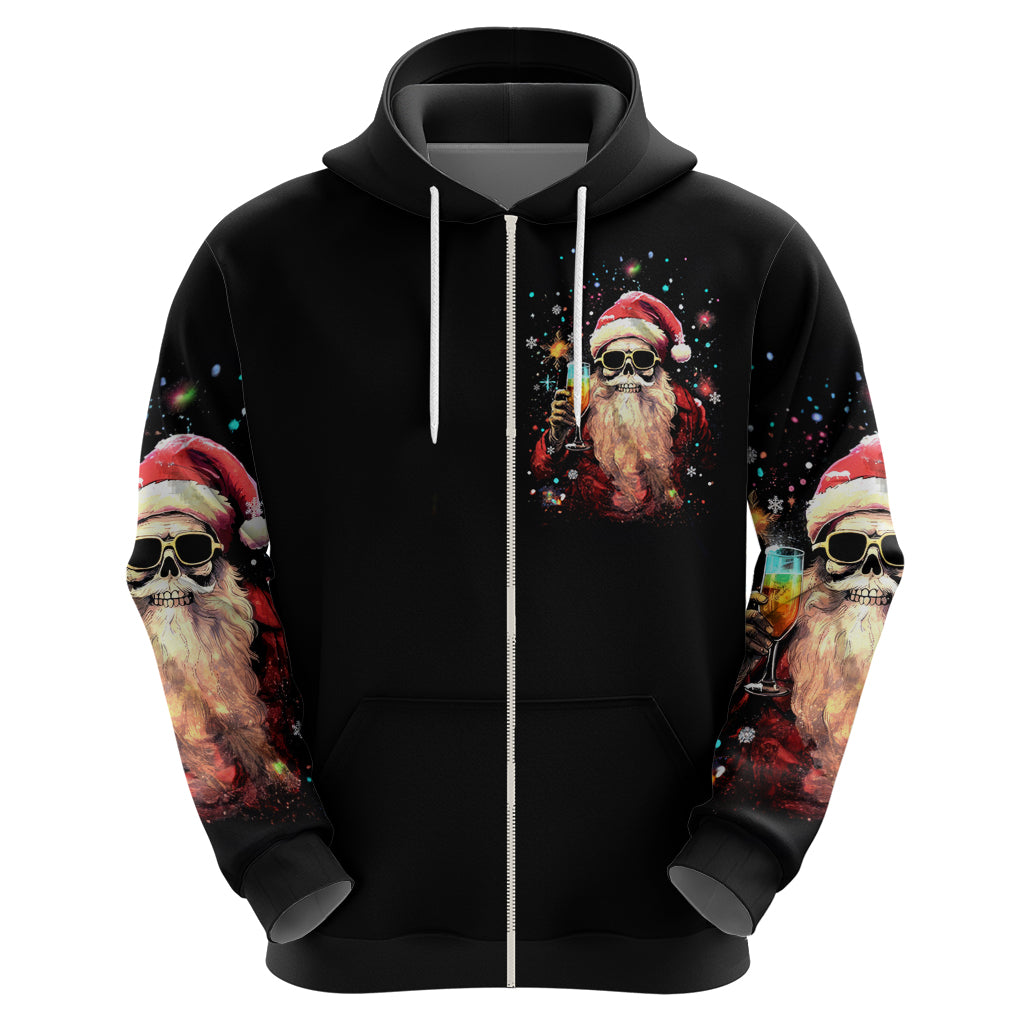 Skeleton Santa Claus Hoodie Whe You're Dead Inside But It's Christmas - Wonder Print Shop