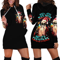 Skeleton Santa Claus Hoodie Dress Whe You're Dead Inside But It's Christmas - Wonder Print Shop