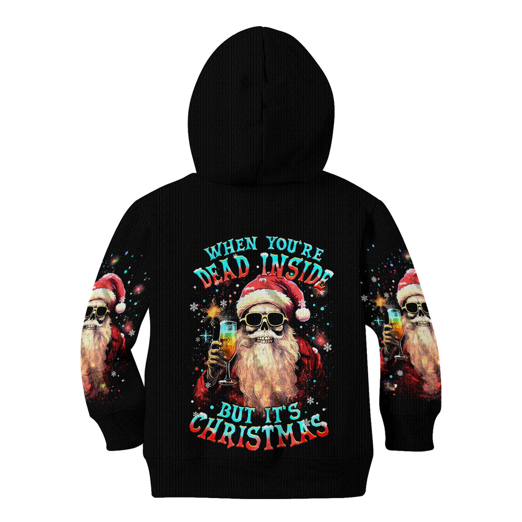 Skeleton Santa Claus Kid Hoodie Whe You're Dead Inside But It's Christmas - Wonder Print Shop