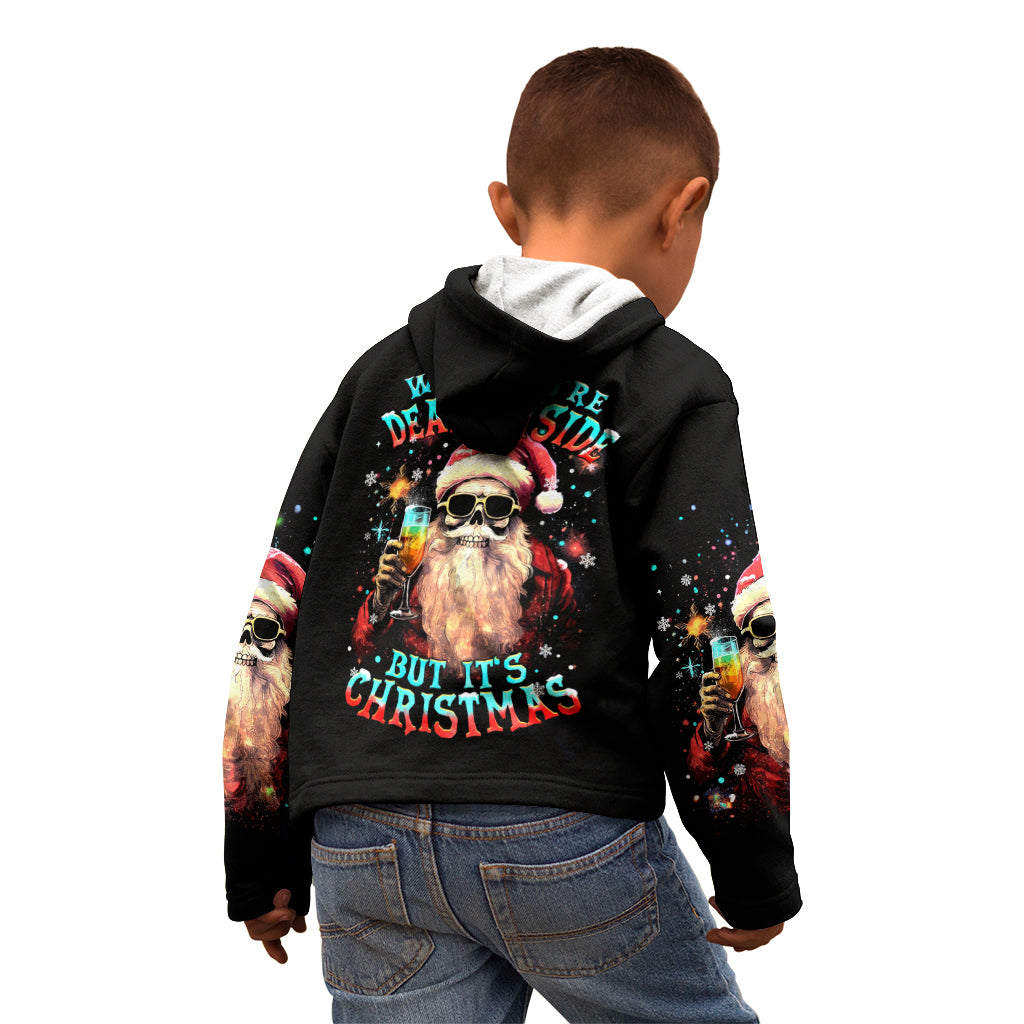 Skeleton Santa Claus Kid Hoodie Whe You're Dead Inside But It's Christmas - Wonder Print Shop