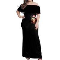 Skeleton Santa Claus Off Shoulder Maxi Dress Whe You're Dead Inside But It's Christmas - Wonder Print Shop