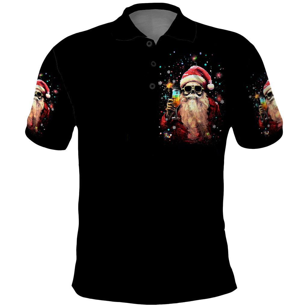 Skeleton Santa Claus Polo Shirt Whe You're Dead Inside But It's Christmas - Wonder Print Shop