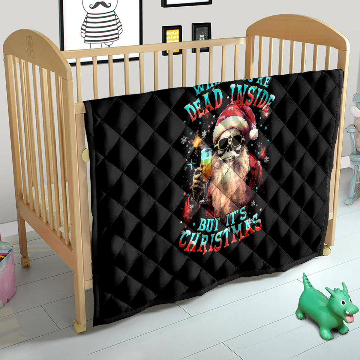 Skeleton Santa Claus Quilt Whe You're Dead Inside But It's Christmas - Wonder Print Shop