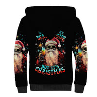 Skeleton Santa Claus Sherpa Hoodie Whe You're Dead Inside But It's Christmas - Wonder Print Shop