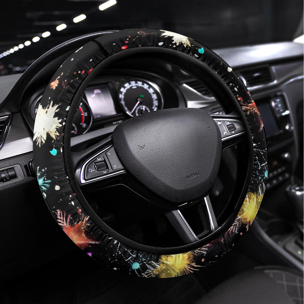 Skeleton Santa Claus Steering Wheel Cover Whe You're Dead Inside But It's Christmas