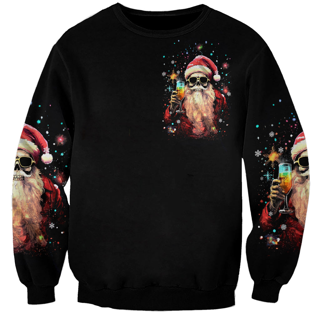Skeleton Santa Claus Sweatshirt Whe You're Dead Inside But It's Christmas - Wonder Print Shop