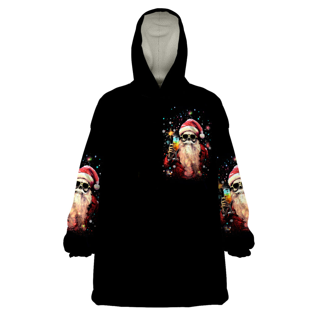 Skeleton Santa Claus Wearable Blanket Hoodie Whe You're Dead Inside But It's Christmas - Wonder Print Shop