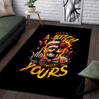 Lady Skull Area Rug Yes I'm A Bitch But Not Yours - Wonder Print Shop