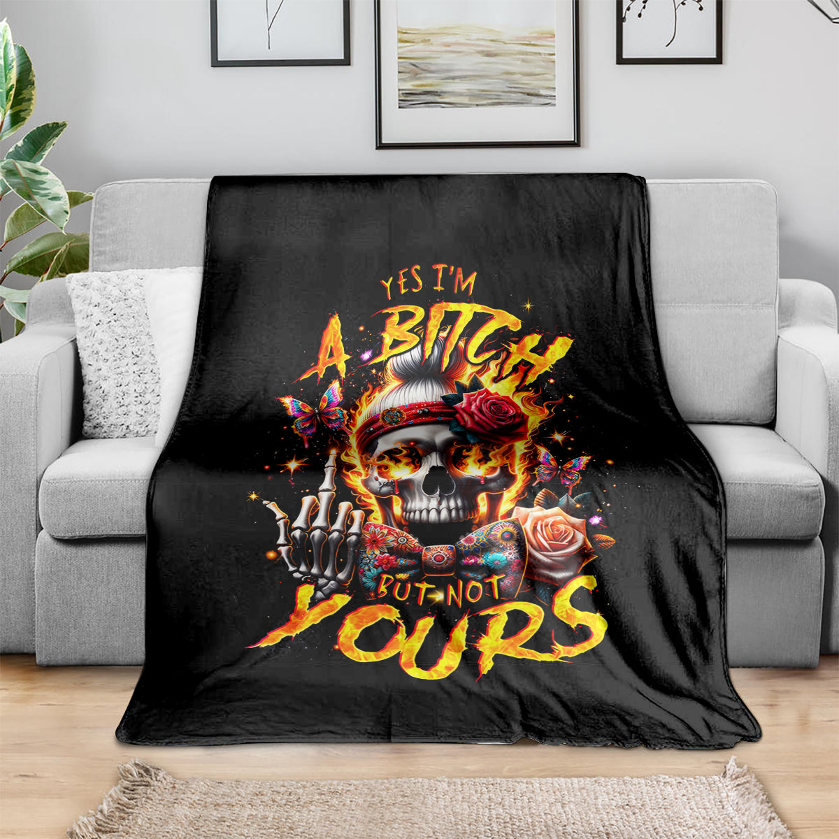 lady-skull-blanket-yes-im-a-bitch-but-not-yours