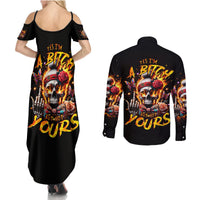 Lady Skull Couples Matching Summer Maxi Dress and Long Sleeve Button Shirt Yes I'm A Bitch But Not Yours - Wonder Print Shop