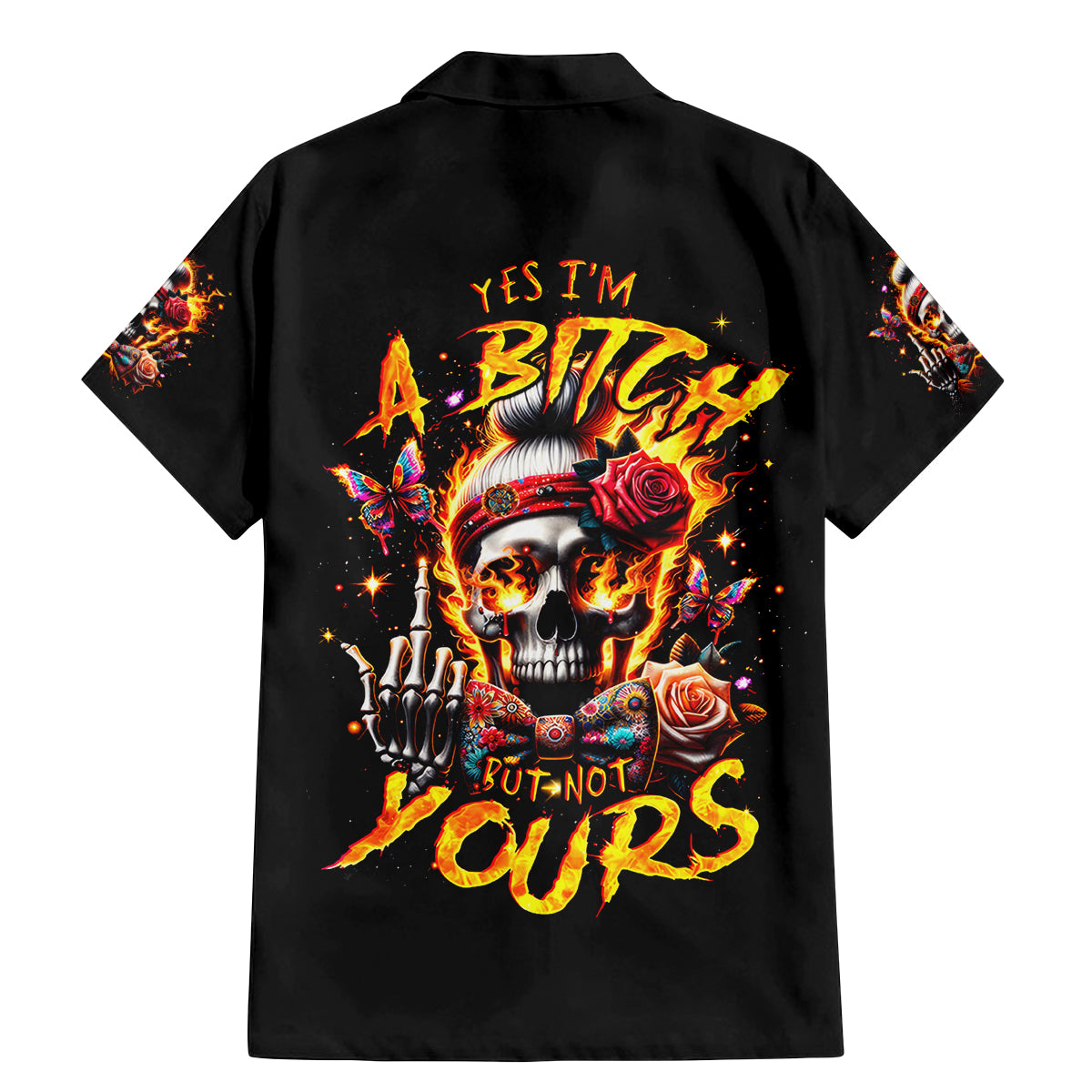 Lady Skull Family Matching Mermaid Dress and Hawaiian Shirt Yes I'm A Bitch But Not Yours - Wonder Print Shop