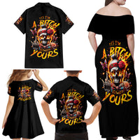 Lady Skull Family Matching Off Shoulder Maxi Dress and Hawaiian Shirt Yes I'm A Bitch But Not Yours - Wonder Print Shop