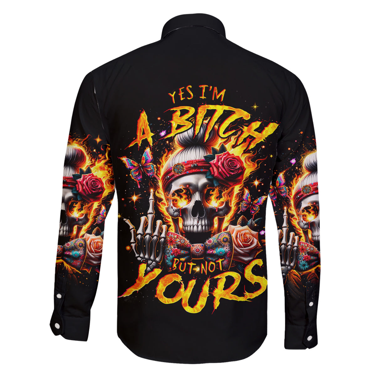 Lady Skull Family Matching Off Shoulder Maxi Dress and Hawaiian Shirt Yes I'm A Bitch But Not Yours - Wonder Print Shop