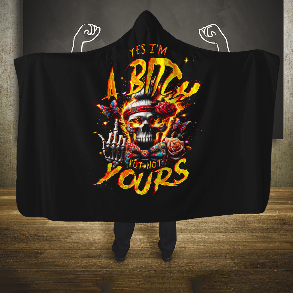 lady-skull-hooded-blanket-yes-im-a-bitch-but-not-yours