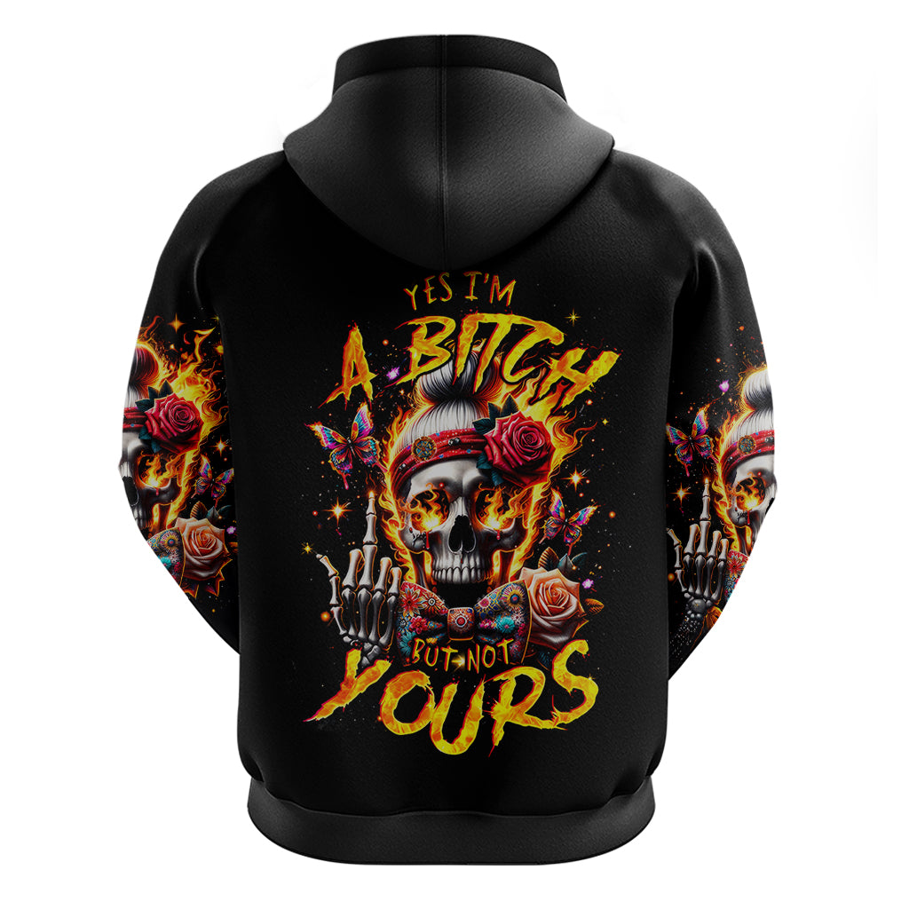 Lady Skull Hoodie Yes I'm A Bitch But Not Yours - Wonder Print Shop