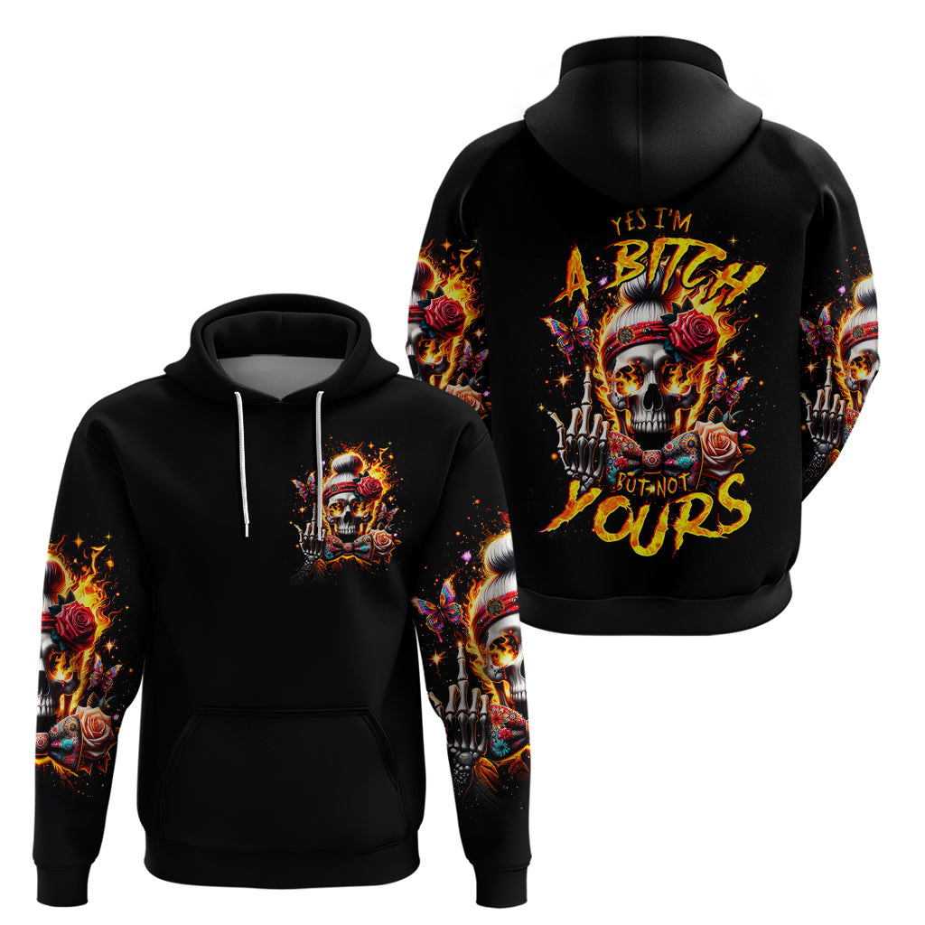 Lady Skull Hoodie Yes I'm A Bitch But Not Yours - Wonder Print Shop