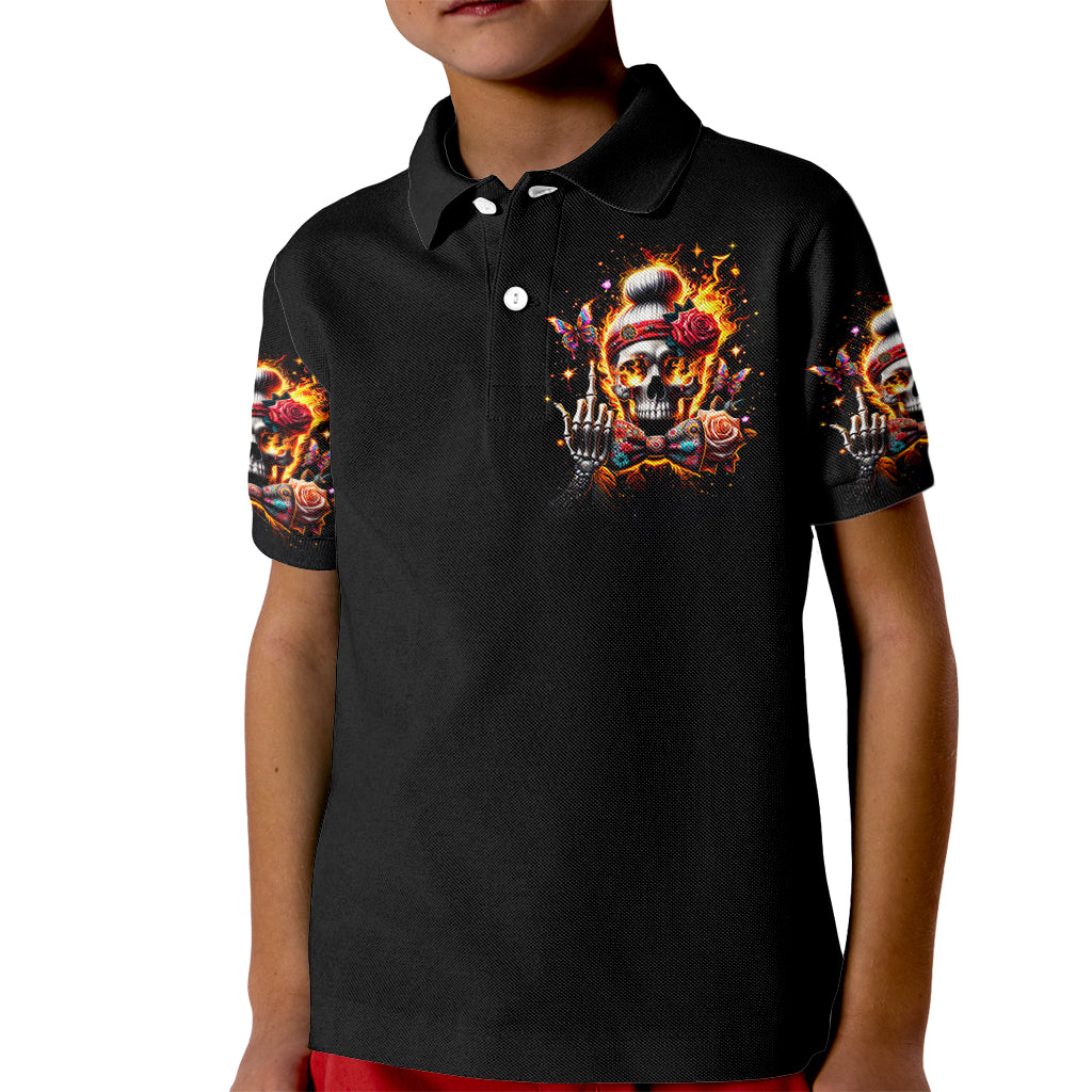 Lady Skull Kid Polo Shirt Yes I'm A Bitch But Not Yours - Wonder Print Shop