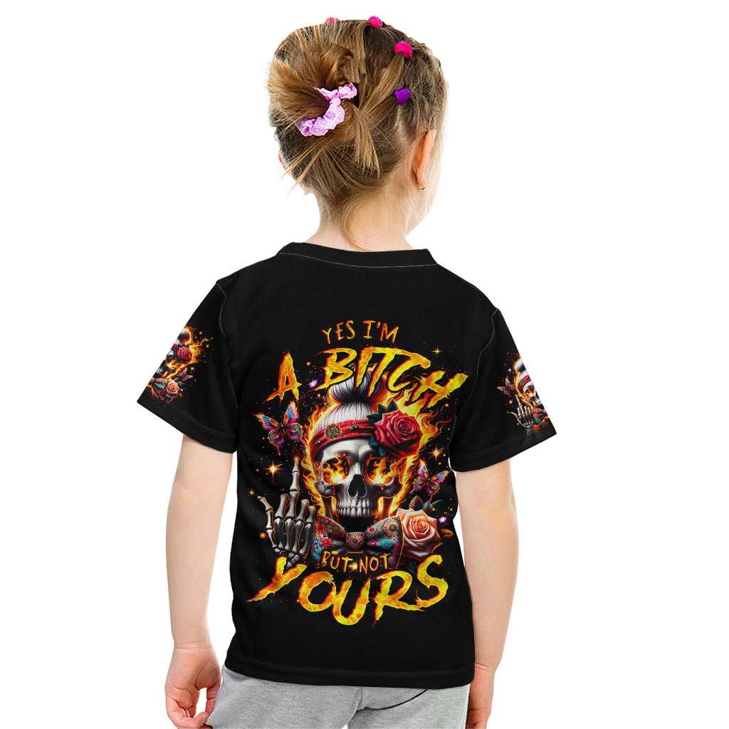Lady Skull Kid T Shirt Yes I'm A Bitch But Not Yours - Wonder Print Shop