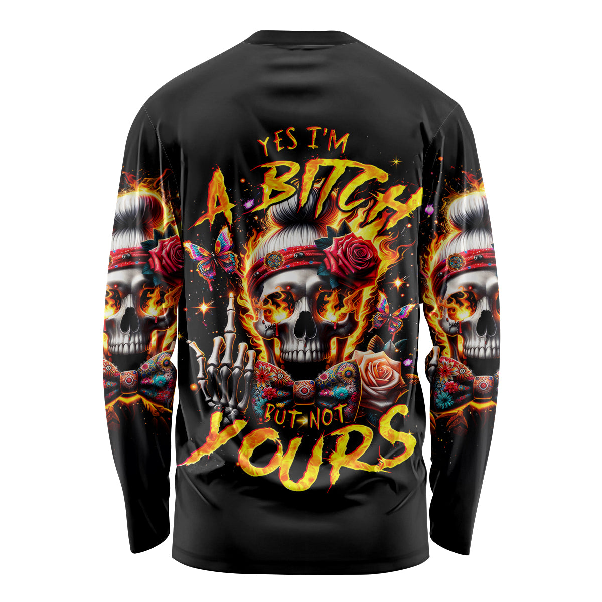 Lady Skull Long Sleeve Shirt Yes I'm A Bitch But Not Yours - Wonder Print Shop