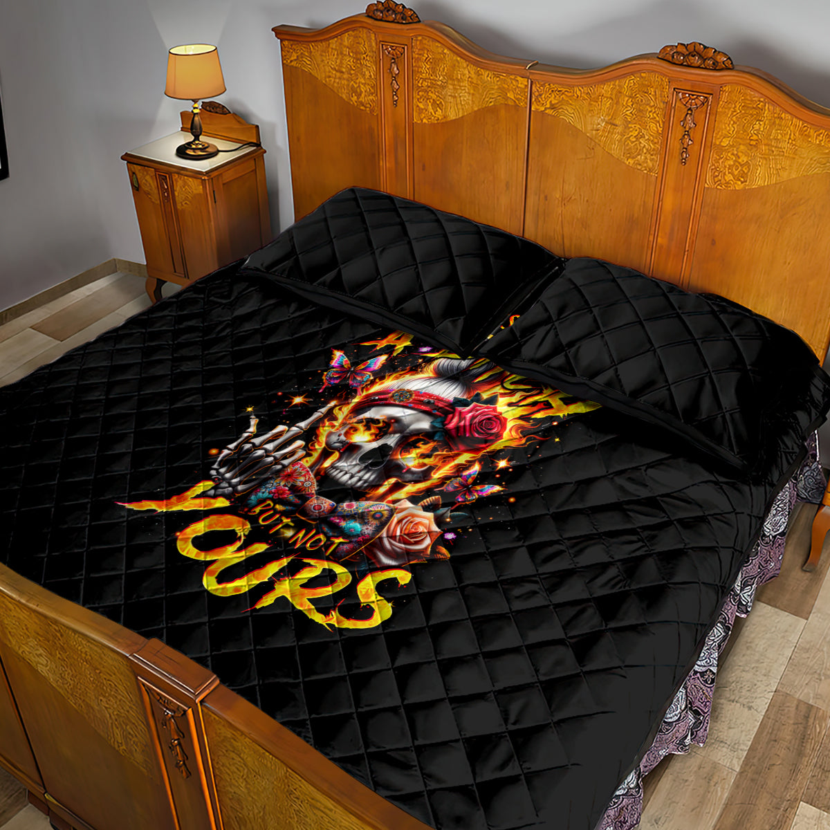 Lady Skull Quilt Bed Set Yes I'm A Bitch But Not Yours - Wonder Print Shop