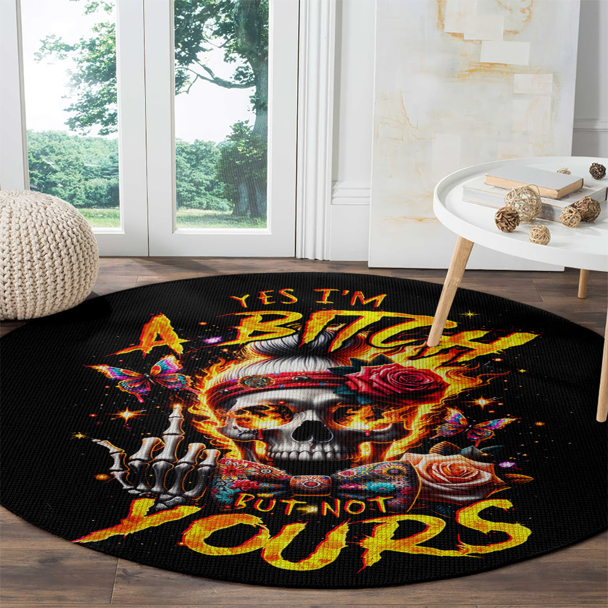 lady-skull-round-carpet-yes-im-a-bitch-but-not-yours