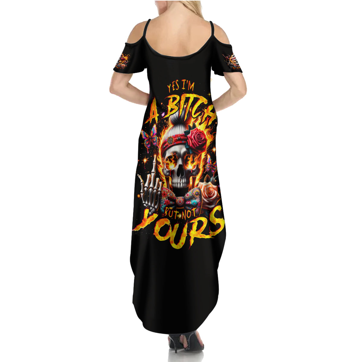 Lady Skull Summer Maxi Dress Yes I'm A Bitch But Not Yours - Wonder Print Shop