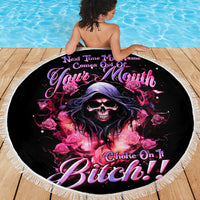 Rose Skull Beach Blanket Next Time My Name Comes Out Of Your Mouth Choke On iT Bitch - Wonder Print Shop