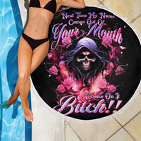 Rose Skull Beach Blanket Next Time My Name Comes Out Of Your Mouth Choke On iT Bitch - Wonder Print Shop