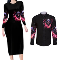 Rose Skull Couples Matching Long Sleeve Bodycon Dress and Long Sleeve Button Shirt Next Time My Name Comes Out Of Your Mouth Choke On iT Bitch - Wonder Print Shop