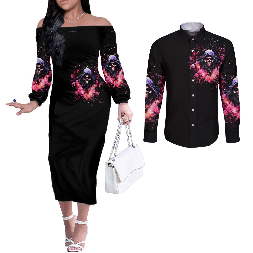 rose-skull-couples-matching-off-the-shoulder-long-sleeve-dress-and-long-sleeve-button-shirt-next-time-my-name-comes-out-of-your-mouth-choke-on-it-bitch