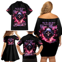 Rose Skull Family Matching Off Shoulder Short Dress and Hawaiian Shirt Next Time My Name Comes Out Of Your Mouth Choke On iT Bitch - Wonder Print Shop