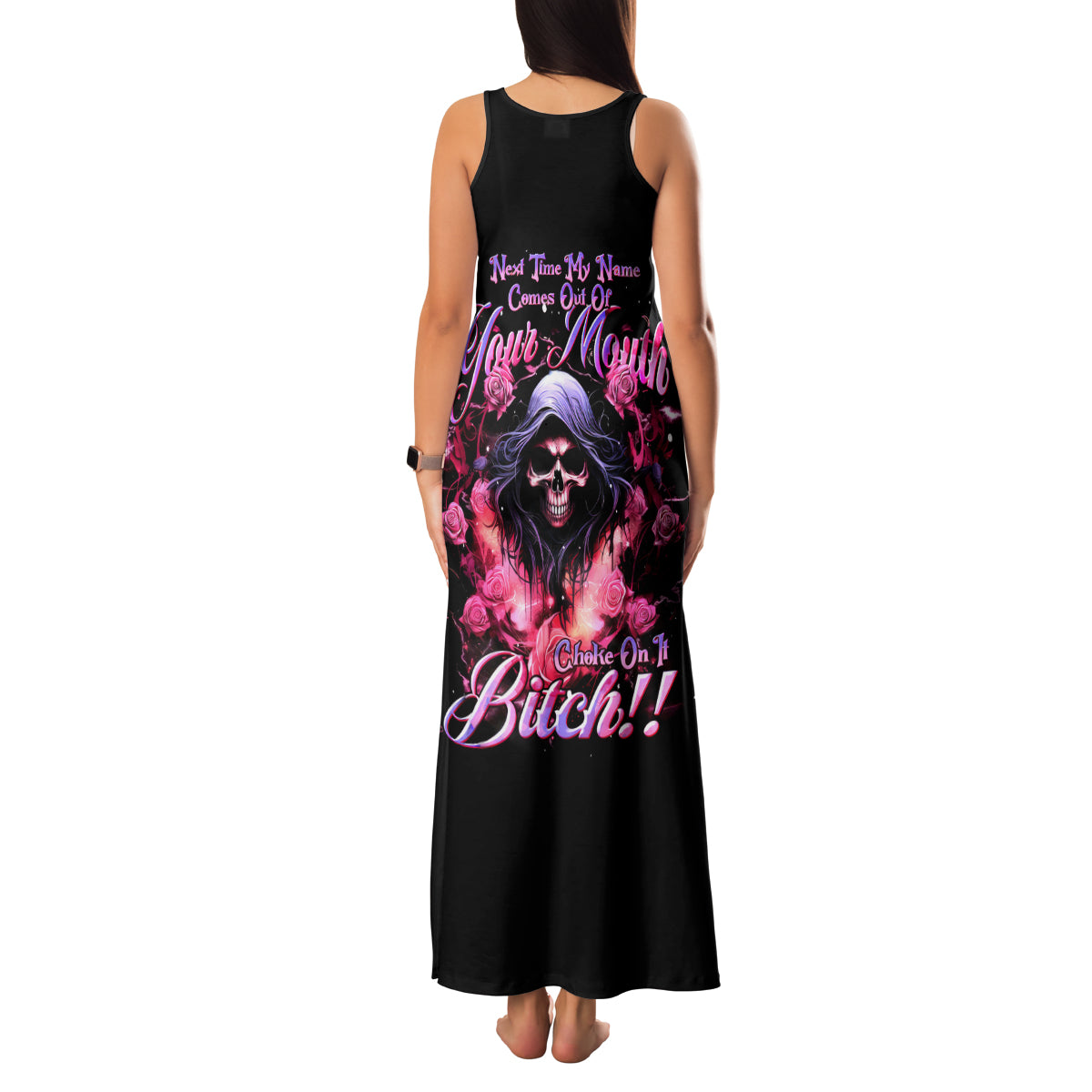 Rose Skull Family Matching Tank Maxi Dress and Hawaiian Shirt Next Time My Name Comes Out Of Your Mouth Choke On iT Bitch - Wonder Print Shop