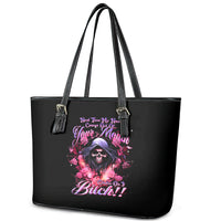 Rose Skull Leather Tote Bag Next Time My Name Comes Out Of Your Mouth Choke On iT Bitch - Wonder Print Shop