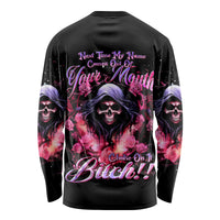 Rose Skull Long Sleeve Shirt Next Time My Name Comes Out Of Your Mouth Choke On iT Bitch - Wonder Print Shop
