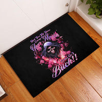 Rose Skull Rubber Doormat Next Time My Name Comes Out Of Your Mouth Choke On iT Bitch - Wonder Print Shop