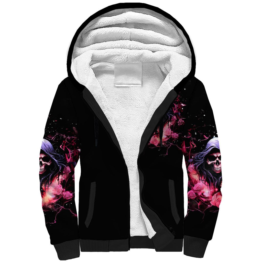 Rose Skull Sherpa Hoodie Next Time My Name Comes Out Of Your Mouth Choke On iT Bitch - Wonder Print Shop