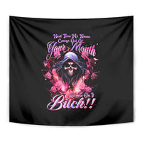 Rose Skull Tapestry Next Time My Name Comes Out Of Your Mouth Choke On iT Bitch - Wonder Print Shop